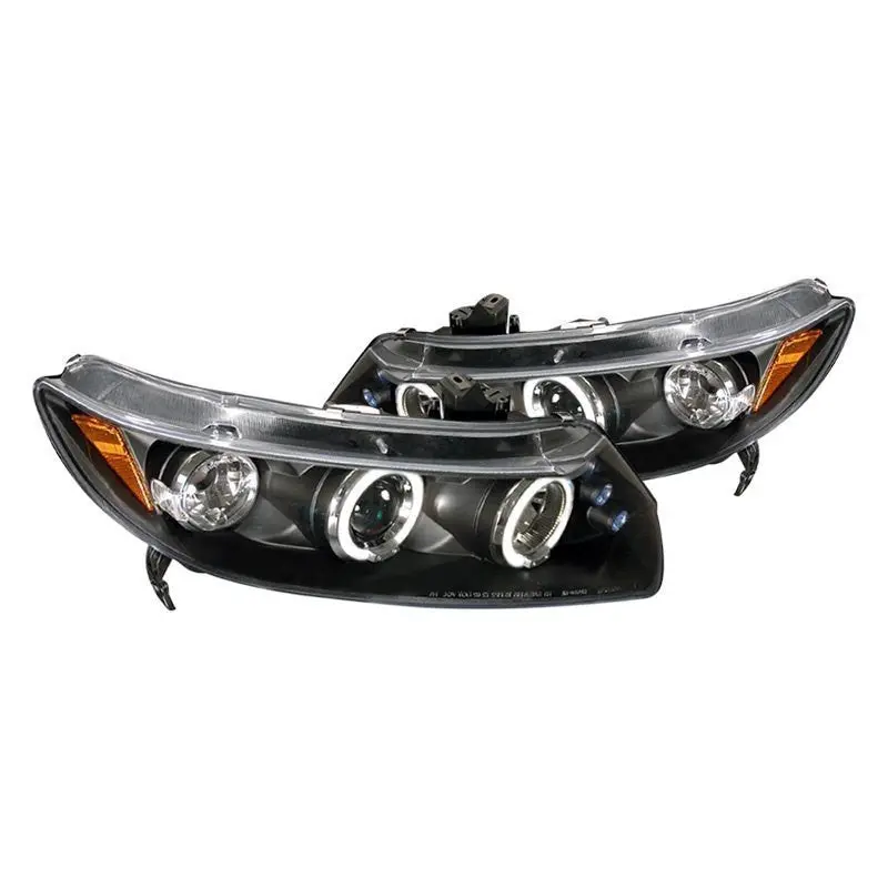 Spec-D 06-11 Honda Civic Coupe Halo Projector Headlights Black 1
