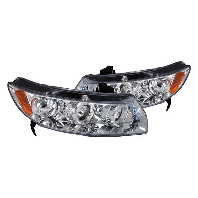 Spec-D 06-11 Honda Civic Coupe Halo Projector Headlights Chrome 1