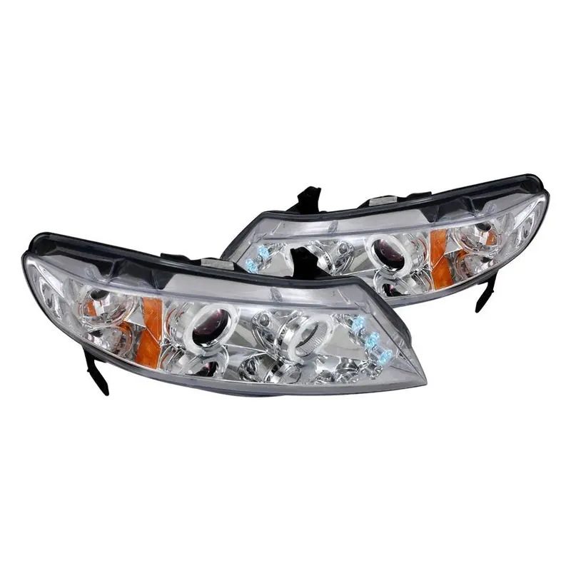Spec-D 06-11 Honda Civic Sedan Halo Projector Headlights Chrome 1