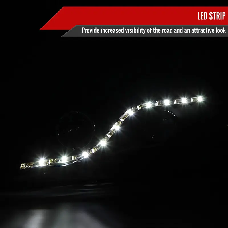 Spec-D 06-11 Honda Civic Sedan Headlights R8 Led Strip Black 2