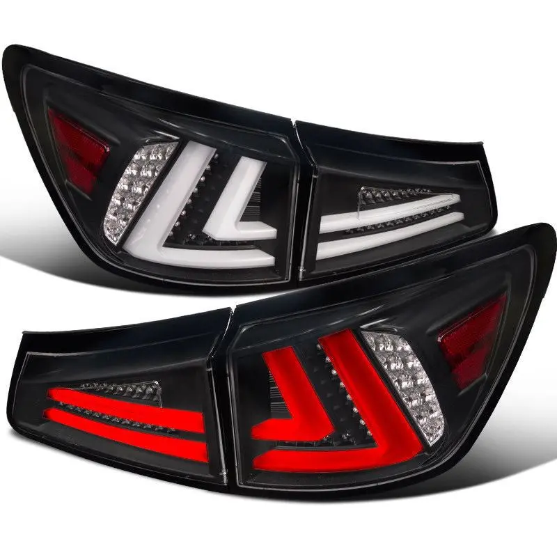 Spec-D 06-13 Lexus Is250 Is350 Tail Lights Led Matte Black/Clear 1