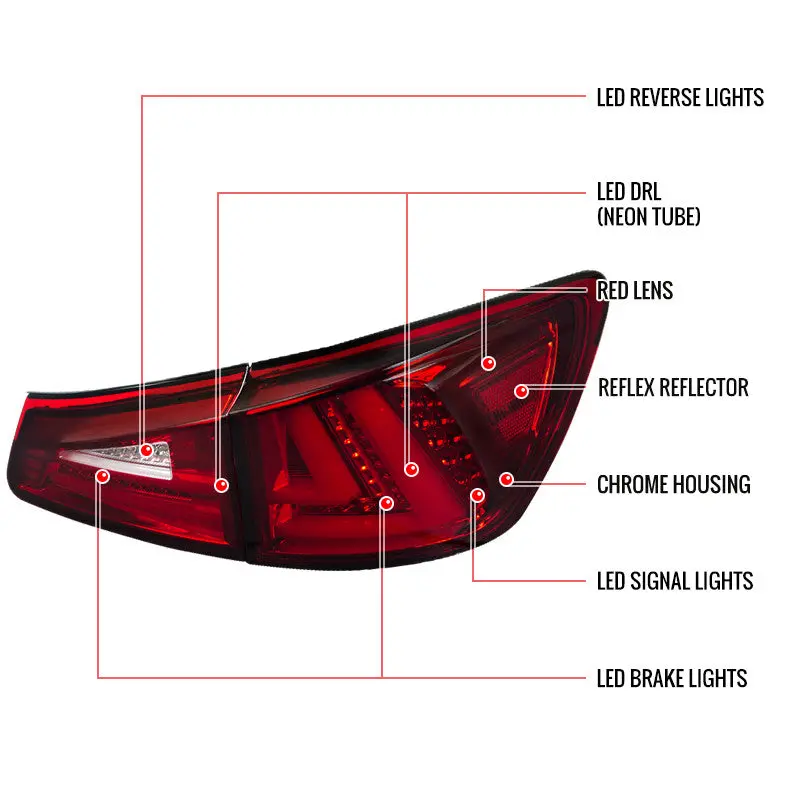Spec-D 06-13 Lexus Is250 Is350 Tail Lights Led Red/Clear 2