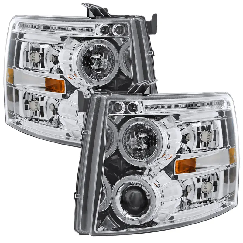 Spec-D 07-10 Chevy Silverado Halo Projector Headlgihts Chrome 1