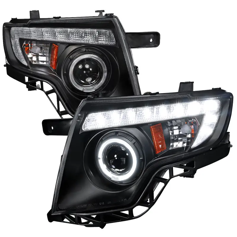 Spec-D 07-10 Ford Edge Halo Projector Headlights Led Strip Black 1