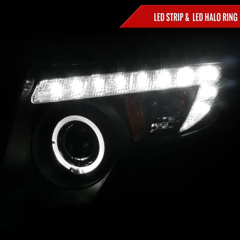 Spec-D 07-10 Ford Edge Halo Projector Headlights Led Strip Black 2
