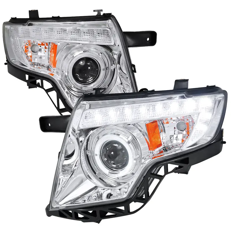 Spec-D 07-10 Ford Edge Halo Projector Headlights Led Strip Chrome 1