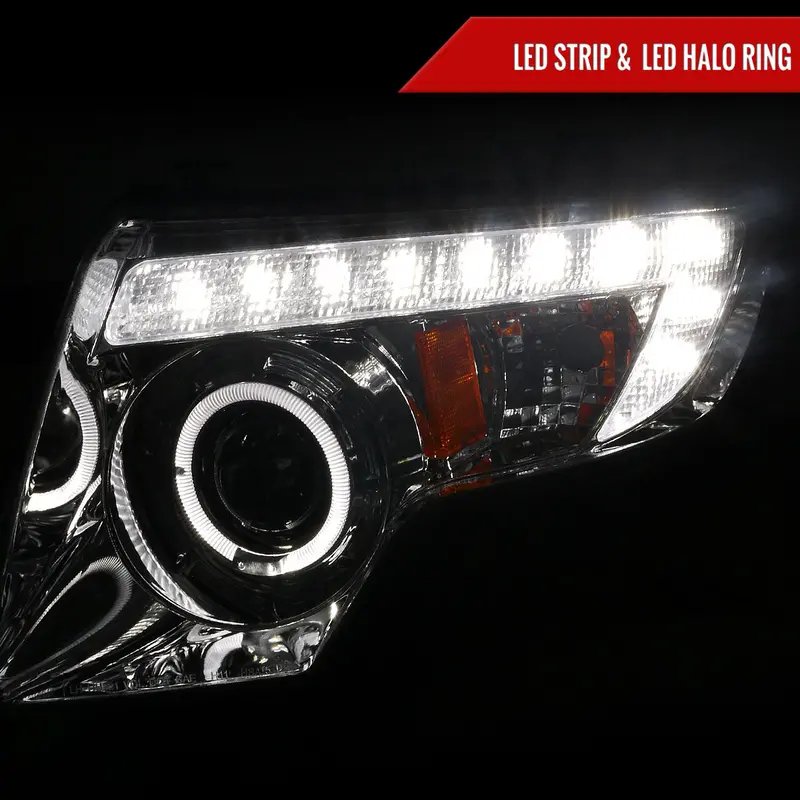 Spec-D 07-10 Ford Edge Halo Projector Headlights Led Strip Chrome 2