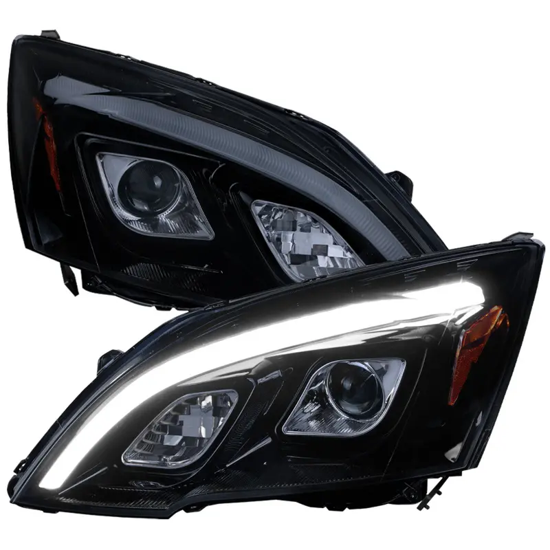 Spec-D 07-11 Honda Cr-V Led Bar Projector Black Headlights Smoked 1
