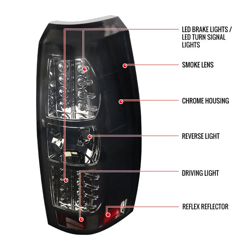 Spec-D 07-12 Chevrolet Avalanche Smoked Lens Led Tail Lights 2