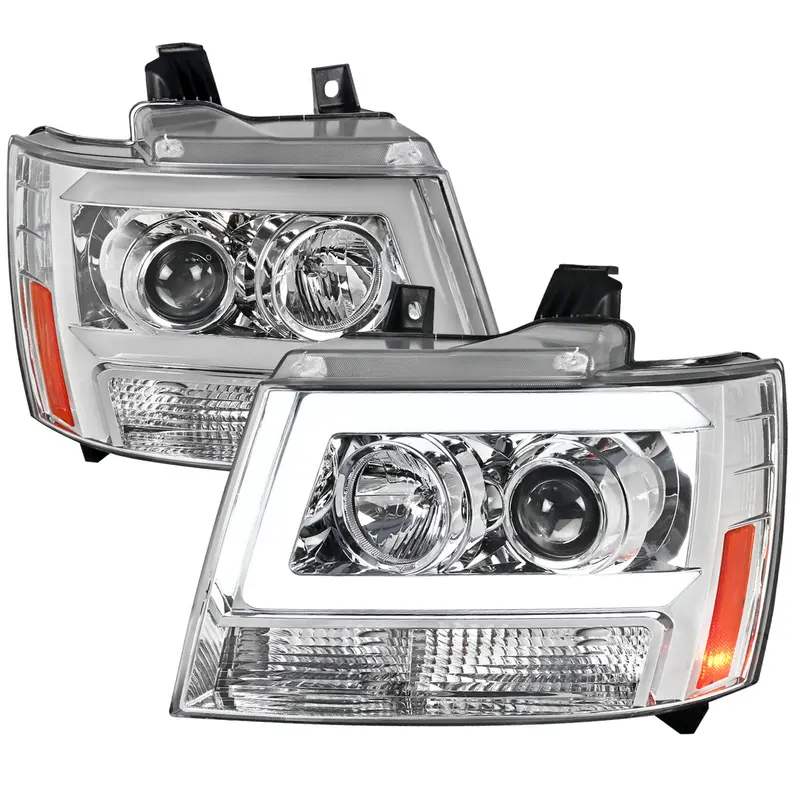 Spec-D 07-13 Avalanche 07-14 Tahoe/Suburban C-Bar Headlights Chrome 1