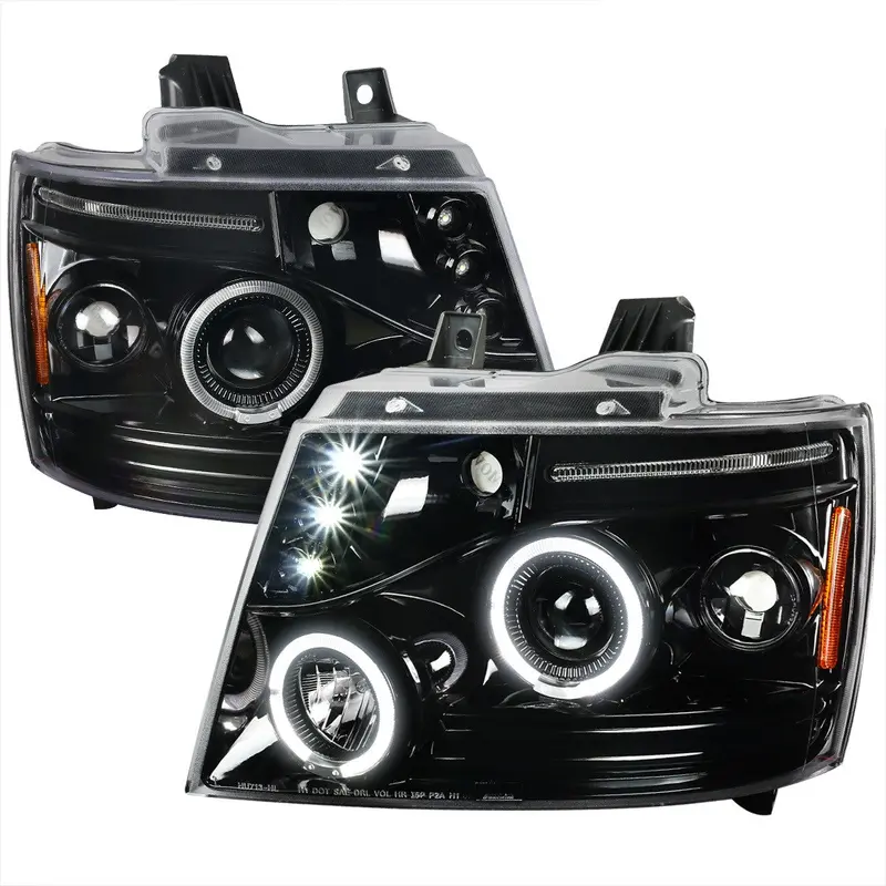 Spec-D 07-13 Avalanche/Tahoe Halo Projector Headlights Black/Clear 1