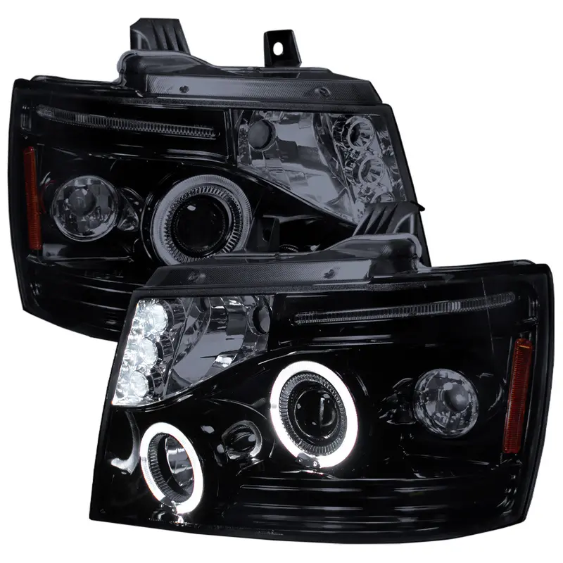 Spec-D 07-13 Avalanche/Tahoe Halo Projector Headlights Smoked 1