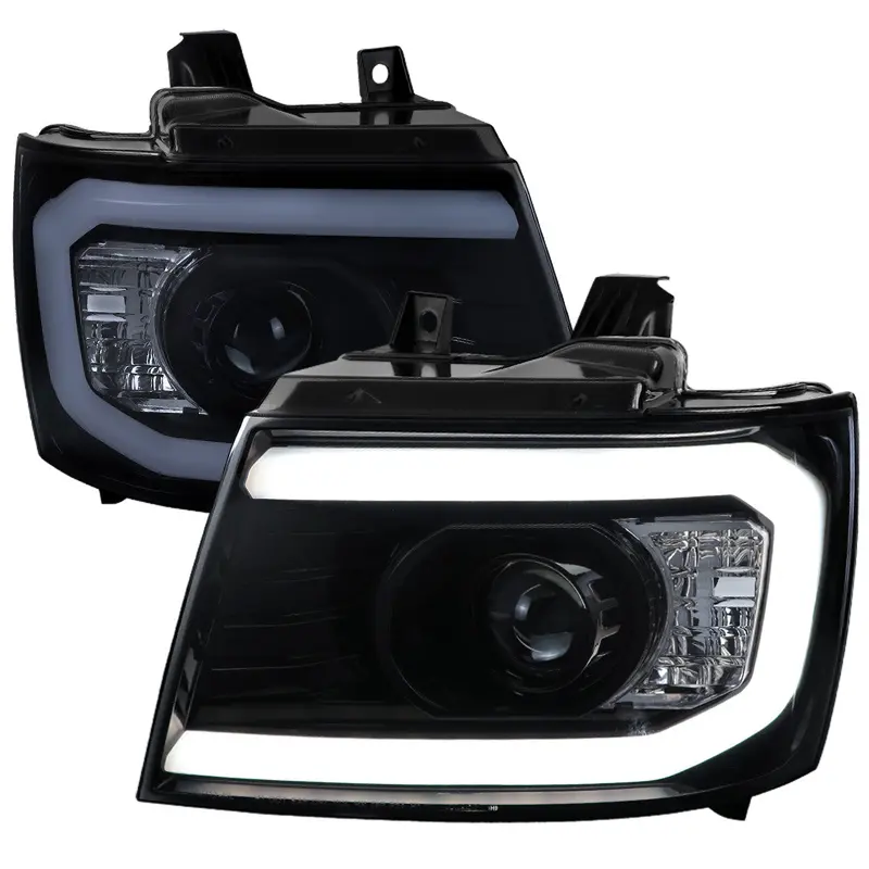 Spec-D 07-13 Chevy Avalanche Headlights Led Bar Black/Smoked 1