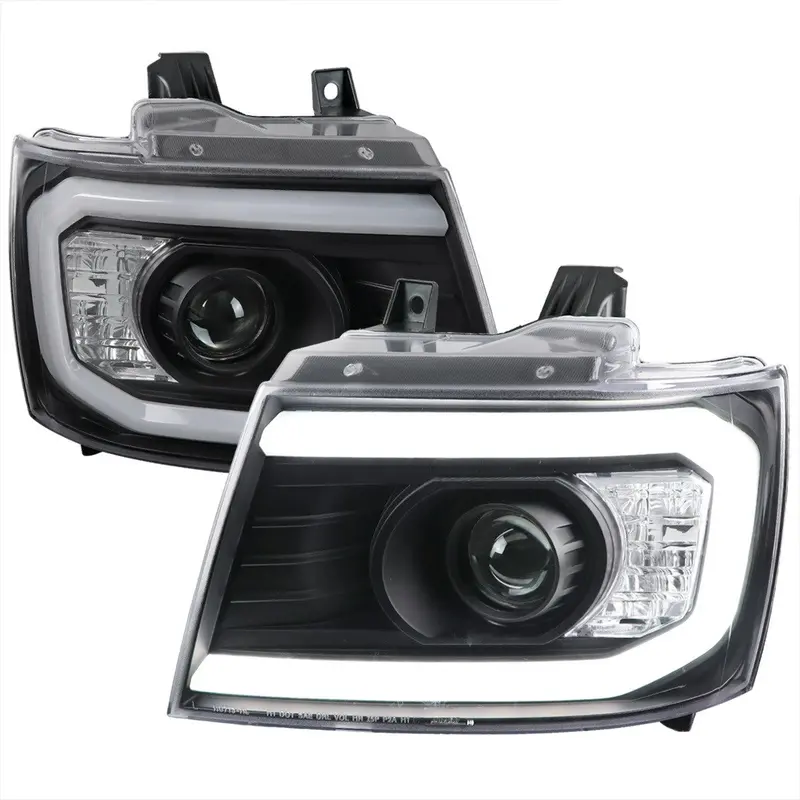 Spec-D 07-13 Chevy Avalanche Projector Headlights Black/Clear 1
