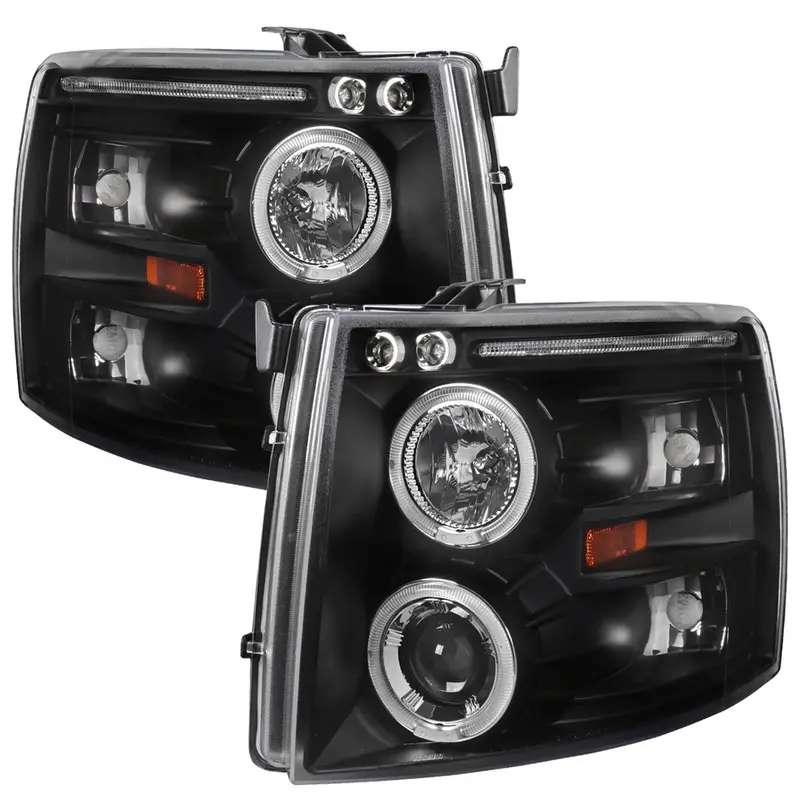Spec-D 07-13 Chevy Silverado 1500 Halo Projector Headlights Black 1