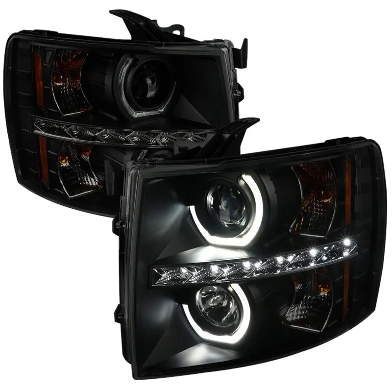 Spec-D 07-13 Chevy Silverado Headlights Smoked Black 1