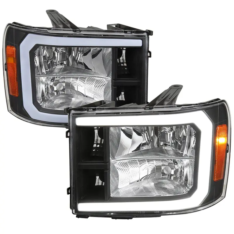 Spec-D 07-13 Gmc Sierra 1500/2500/3500 Led Bar Oe Style Headlights Blk 1