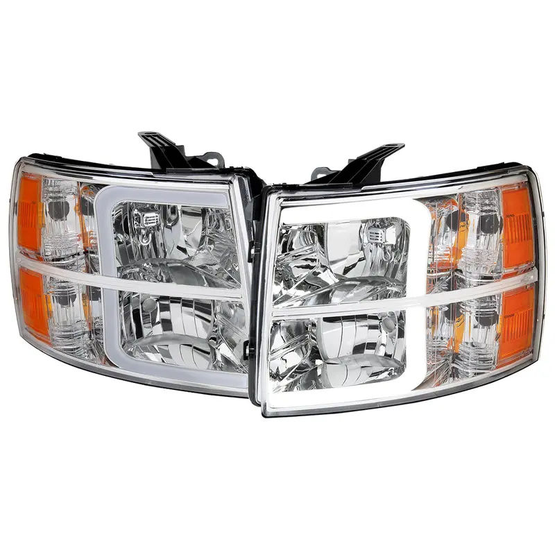 Spec-D 07-13 Silverado 1500 2500Hd 3500Hd Light Bar Headlights Chrome 1