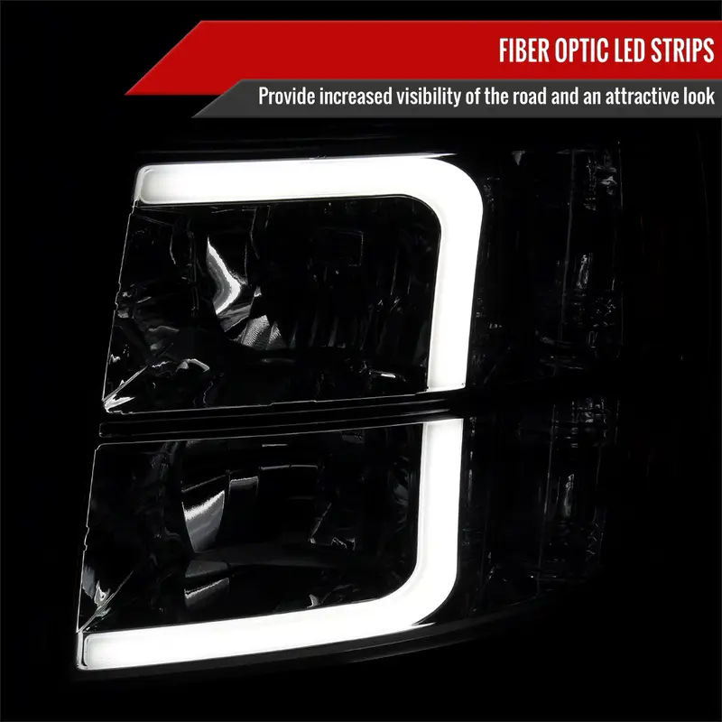 Spec-D 07-13 Silverado 1500 2500Hd 3500Hd Light Bar Headlights Chrome 2