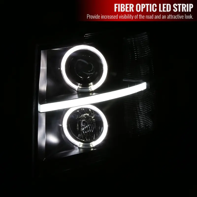 Spec-D 07-13 Silverado 1500 Dual Halo Headlights Led Bar Black/Clear 2