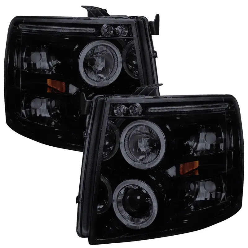 Spec-D 07-13 Silverado Halo Projector Headlights Smoked 1