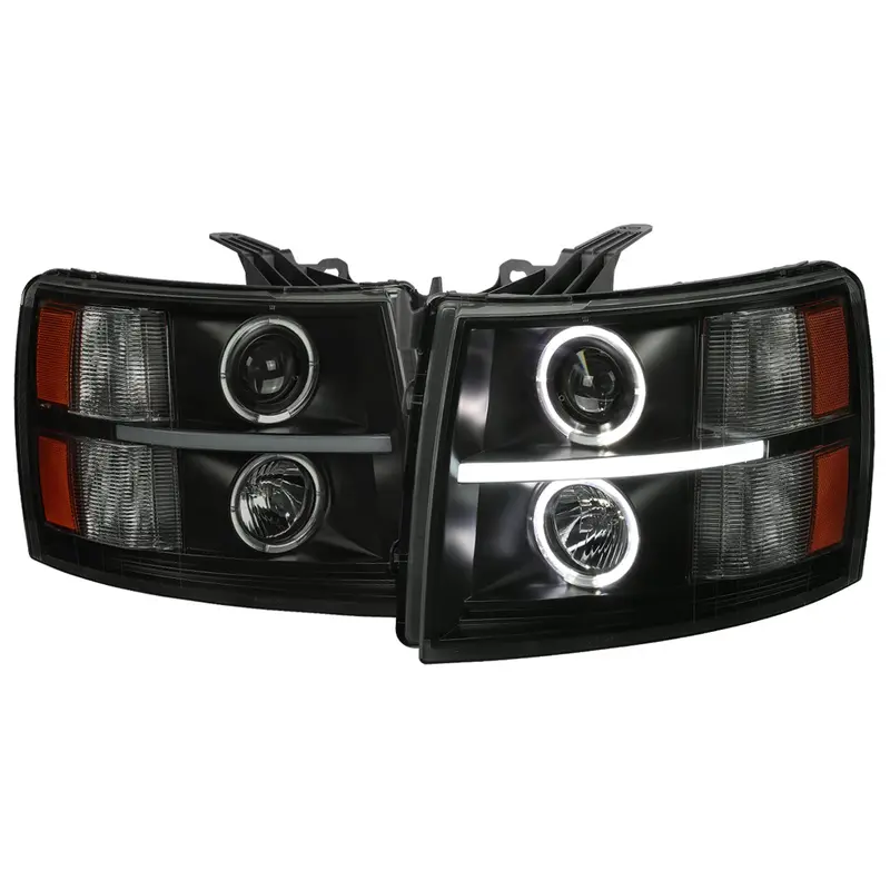 Spec-D 07-13 Silverado Headlights Dual Halo Projector Smoked 1