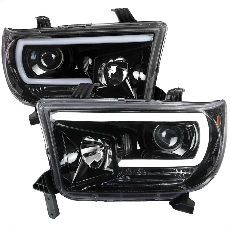 Spec-D 07-13 Tundra/08-17 Sequoia Headlights Led C-Bar Black 1