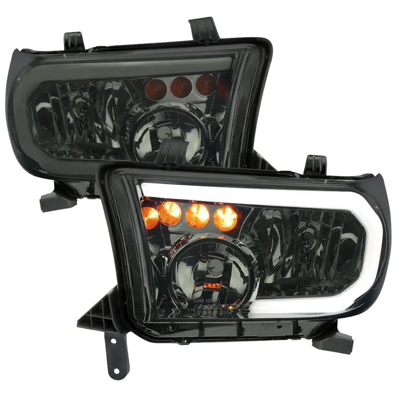 Spec-D 07-13 Tundra/08-17 Sequoia Headlights Led Tube Smoked 1