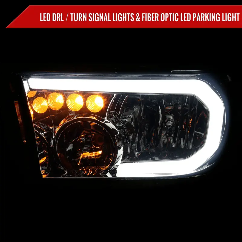 Spec-D 07-13 Tundra/08-17 Sequoia Headlights Led Tube Smoked 2