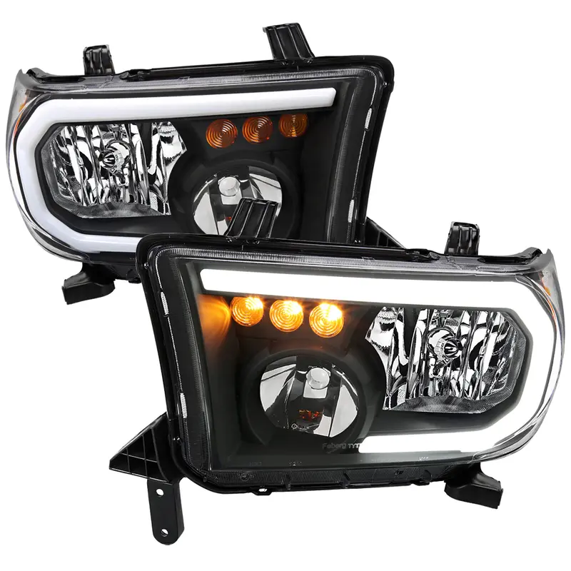 Spec-D 07-13 Tundra/08-17 Sequoia Headlights Retro Tube Style Black 1