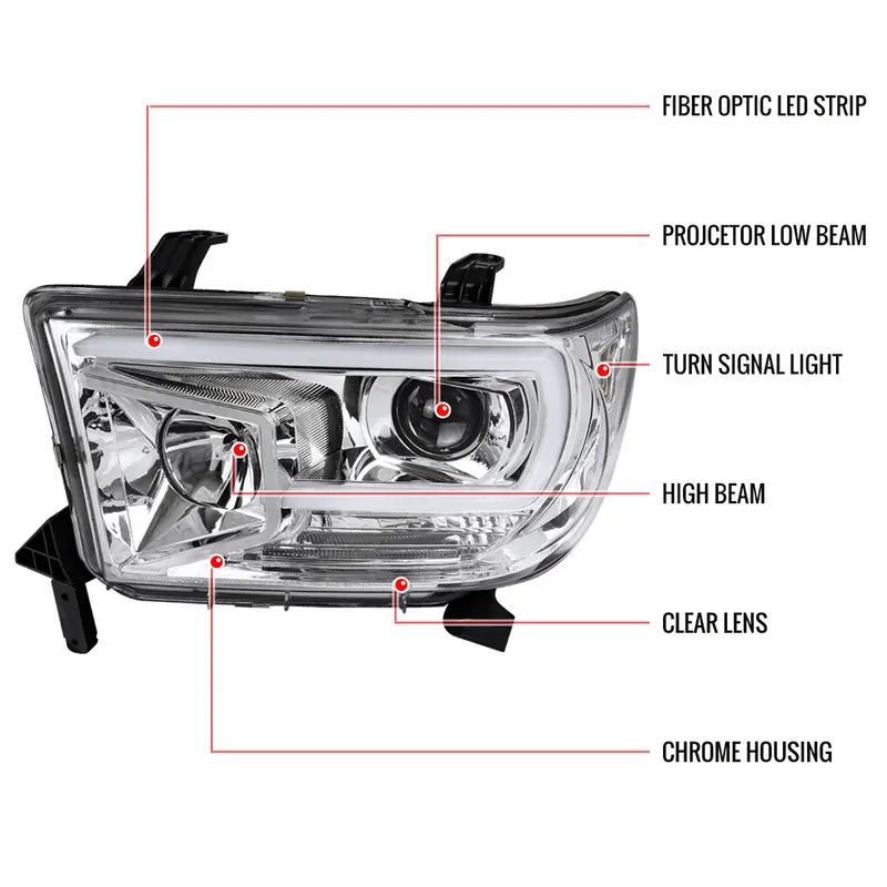 Spec-D 07-13 Tundra 08-17 Sequoia Projector Headlights Led Bar Chrome 2