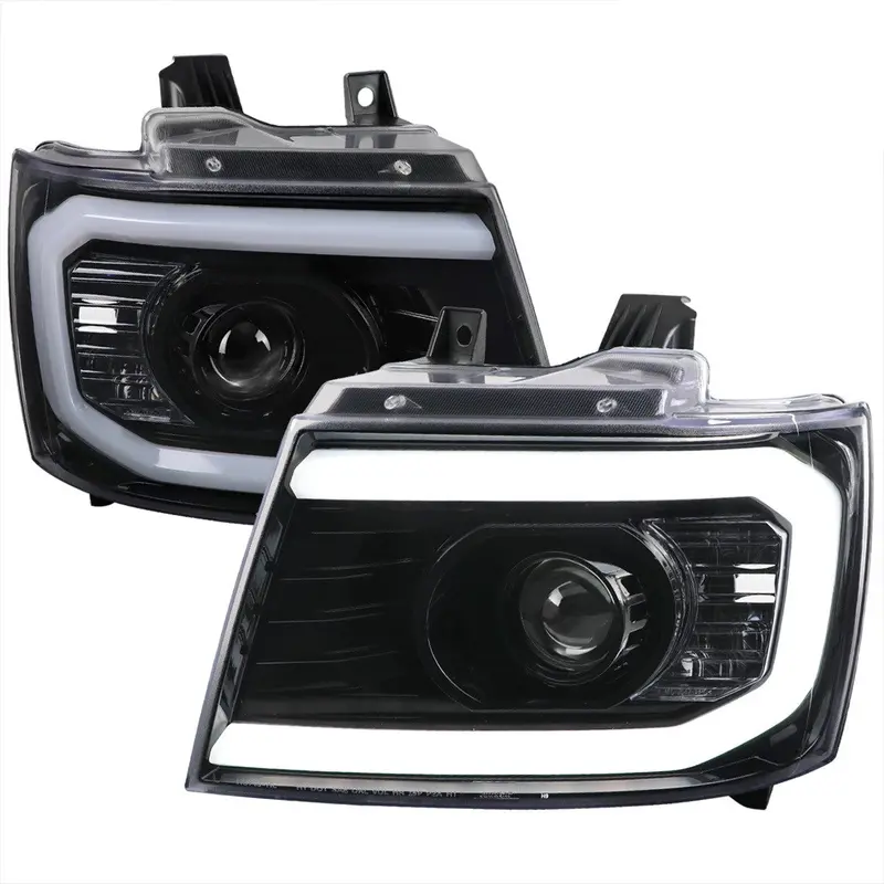 Spec-D 07-14 Chevy Avalanche Tahoe Headlights Led Bar Black 1