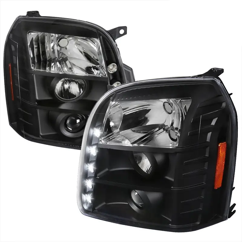 Spec-D 07-14 Gmc Sierra Denali Headlights Halo Projector Black 1