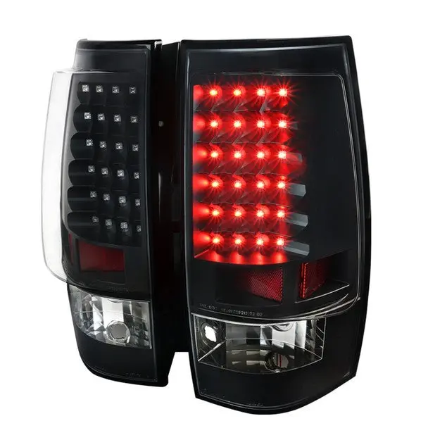 Spec-D 07-14 Gmc Sierra Denali Tail Lights Led V2 Matte Black/Clear 1