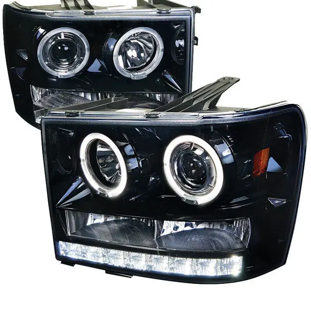 Spec-D 07-14 Gmc Sierra Halo Projector Headlights Smoked 1