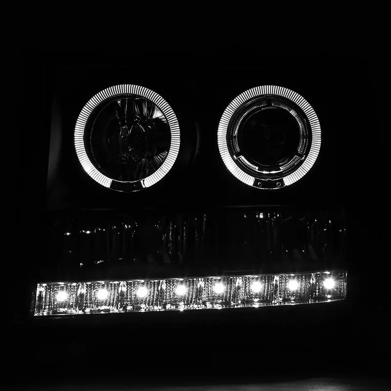 Spec-D 07-14 Gmc Sierra Pickup Halo Projector Headlights Black 2
