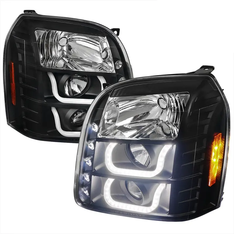 Spec-D 07-14 Gmc Yukon Denali 1500 2500 Headlights U-Bar Black 1