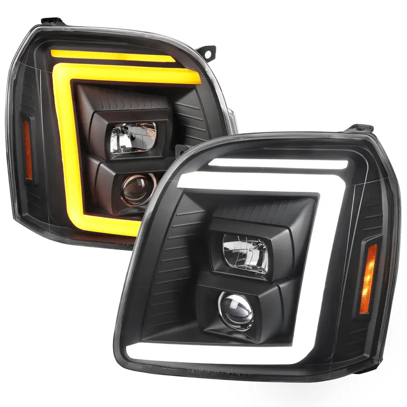 Spec-D 07-14 Gmc Yukon Denali Headlights G2 Sequential Black/Clear 1