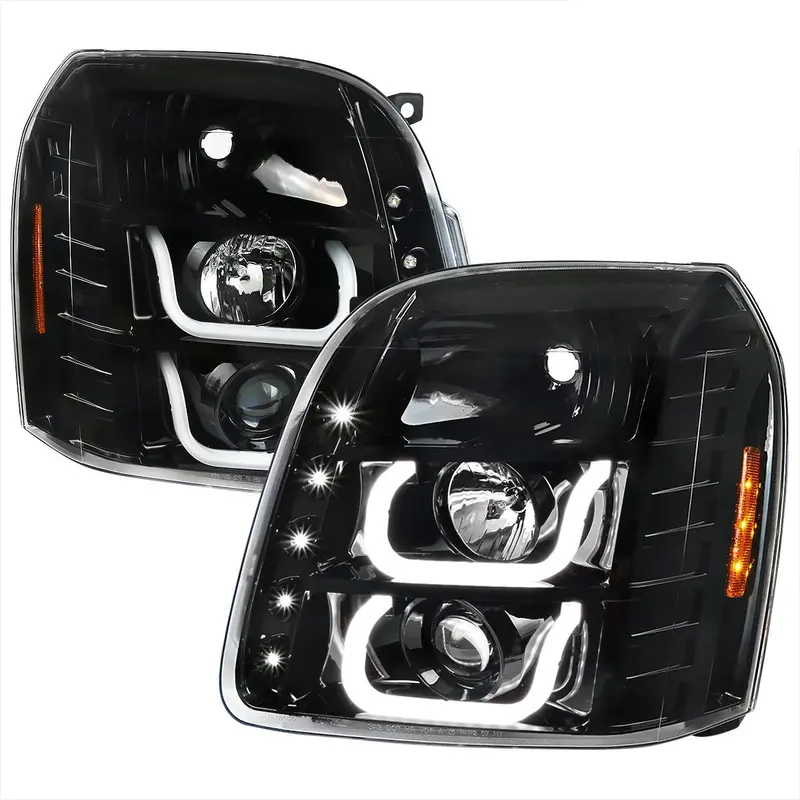 Spec-D 07-14 Gmc Yukon Denali U-Shape Led Headlights Black 1