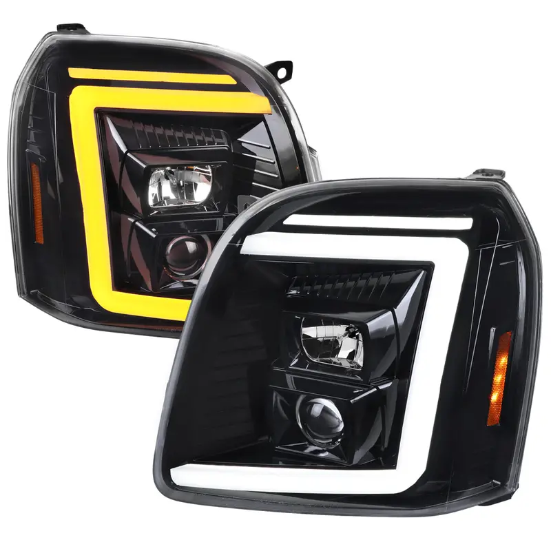 Spec-D 07-14 Gmc Yukon Headlights G2 Sequential Jet Black/Clear 1