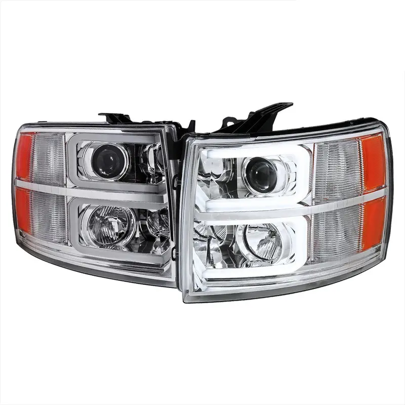 Spec-D 07-14 Silverado 2500Hd 3500Hd Headlights Led Bar Chrome 1