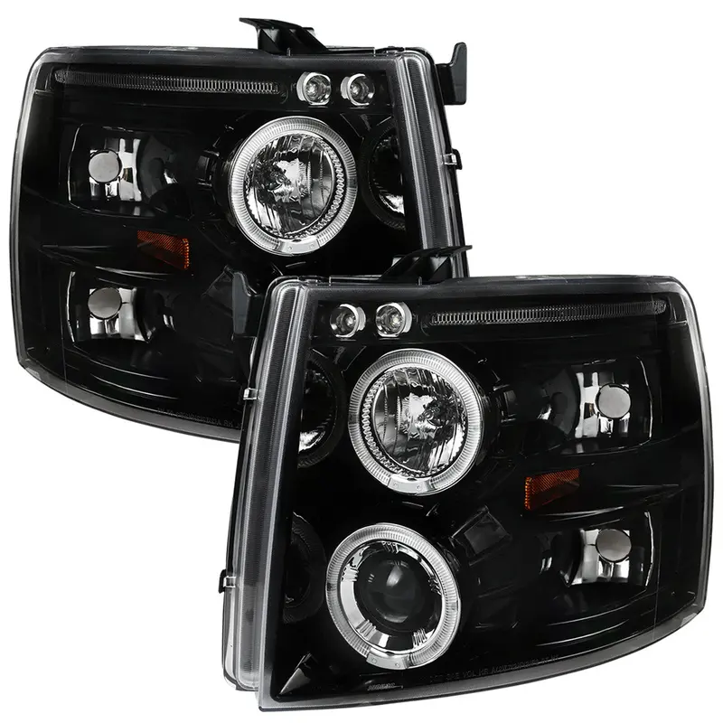 Spec-D 07-14 Silverado Dual Halo Projector Headlights Black 1