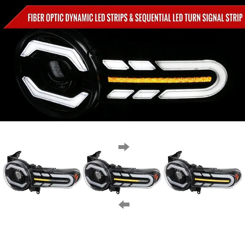 Spec-D 07-14 Toyota Fj Cruiser Headlights Seq Led Bar Projector Black 2