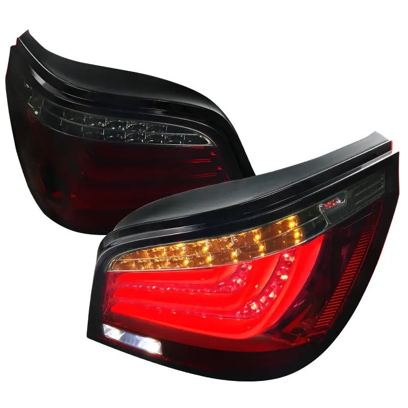 Spec-D 08-10 Bmw E60 525I 530I 535I 550I Led Tail Lights Chrome Red Smoked Lens 1