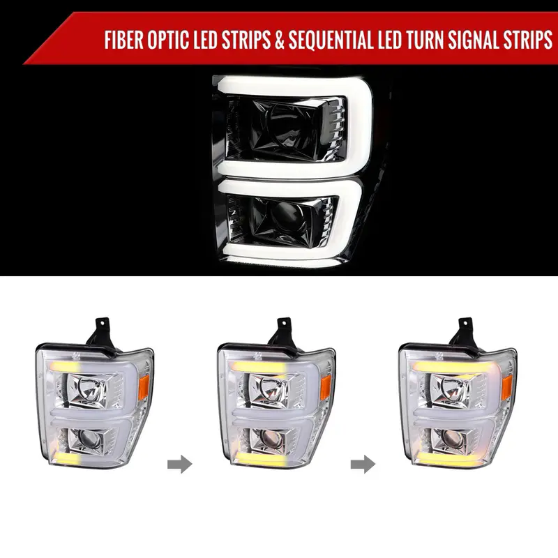 Spec-D 08-10 F250/F350/F450/F550 Sequential Headlights Chrome 2
