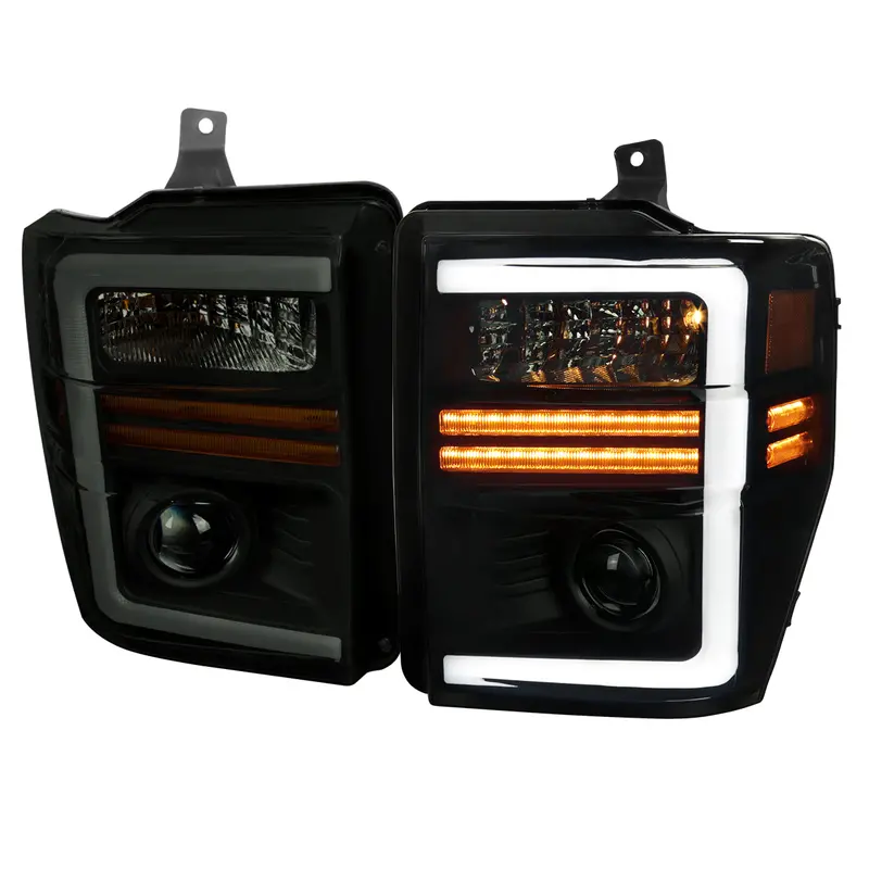 Spec-D 08-10 F250/F350/F450/F550 Super Duty Headlights Seq Led Black 1