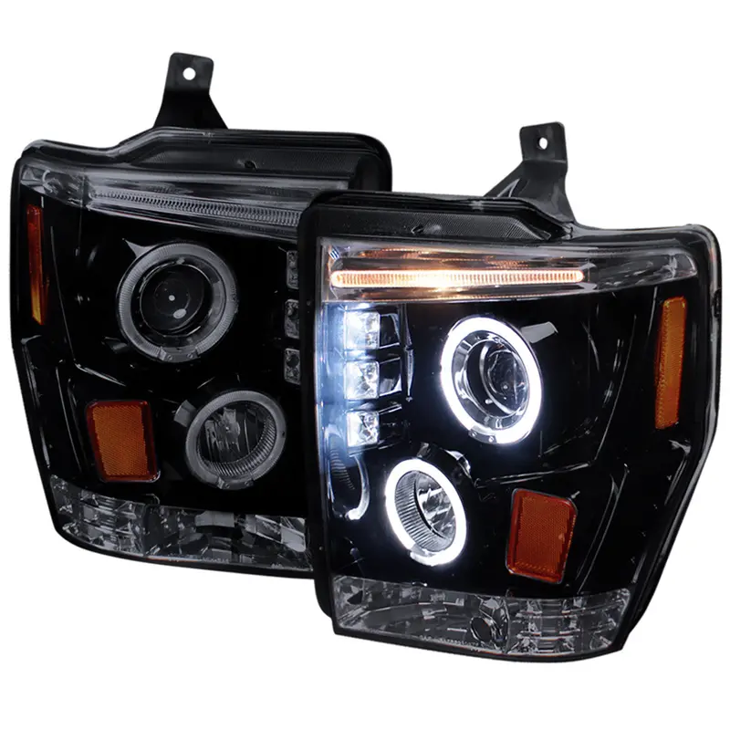 Spec-D 08-10 F250 F350 F450 Super Duty Headlights Black/Smoked 1