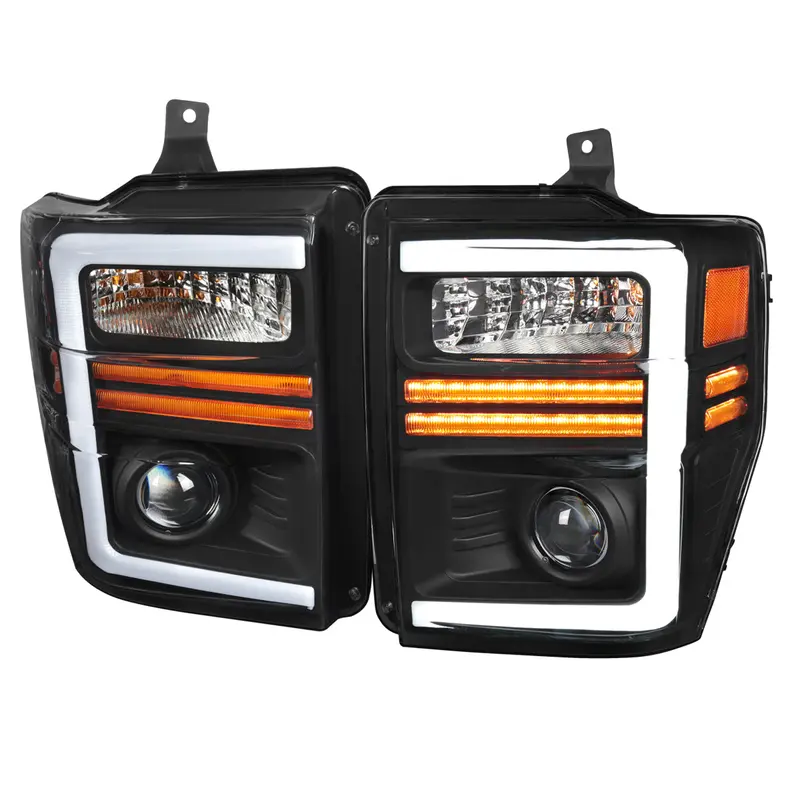 Spec-D 08-10 Ford F-250 Super Duty Headlights Sequential Black/Clear 1