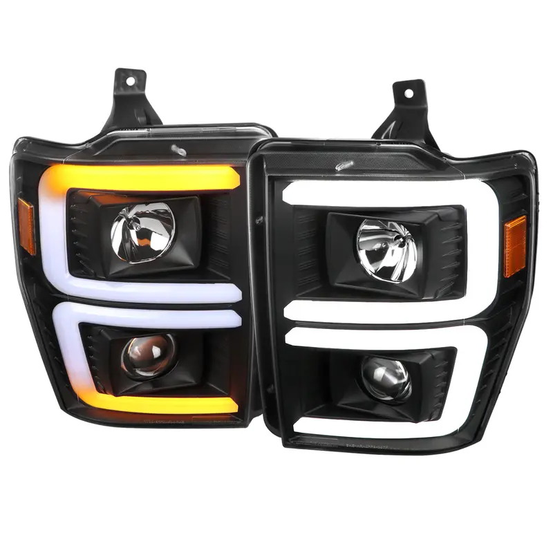 Spec-D 08-10 Ford F250/F350/F450/F550 Sequential Headlights Black 1