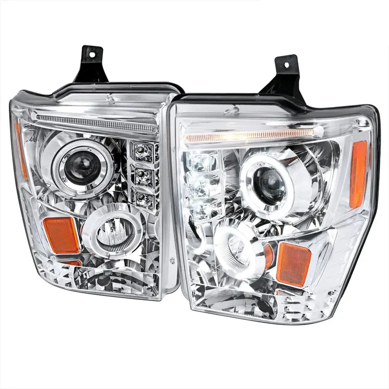 Spec-D 08-10 Ford F250 Halo Led Projector Headlights Chrome 1